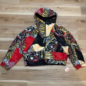 Free People Wild and Free Printed Fleece Hooded Pullover Wildflower XS